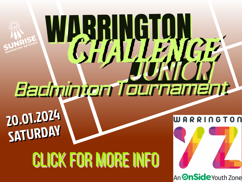 Entries are open for the Warrington Challenge – Junior Badminton Tournament!