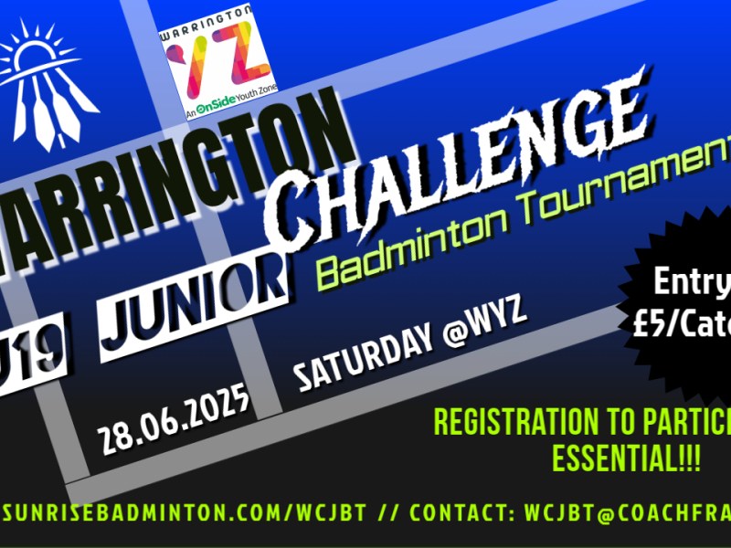 U19 Warrington Challenge – Entries are&nbsp;open!